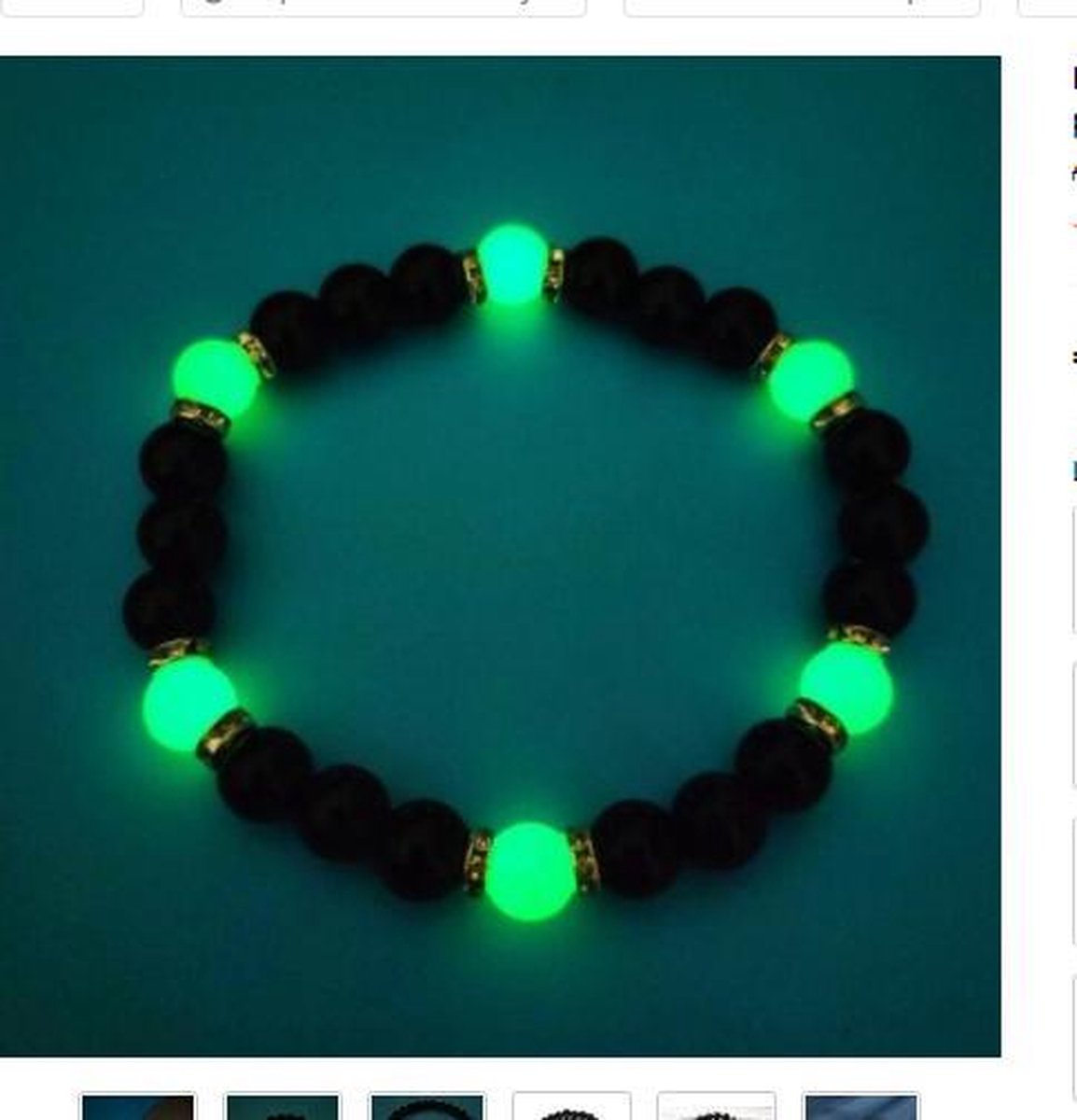 Kralen armband glow in the dark zwart / groen