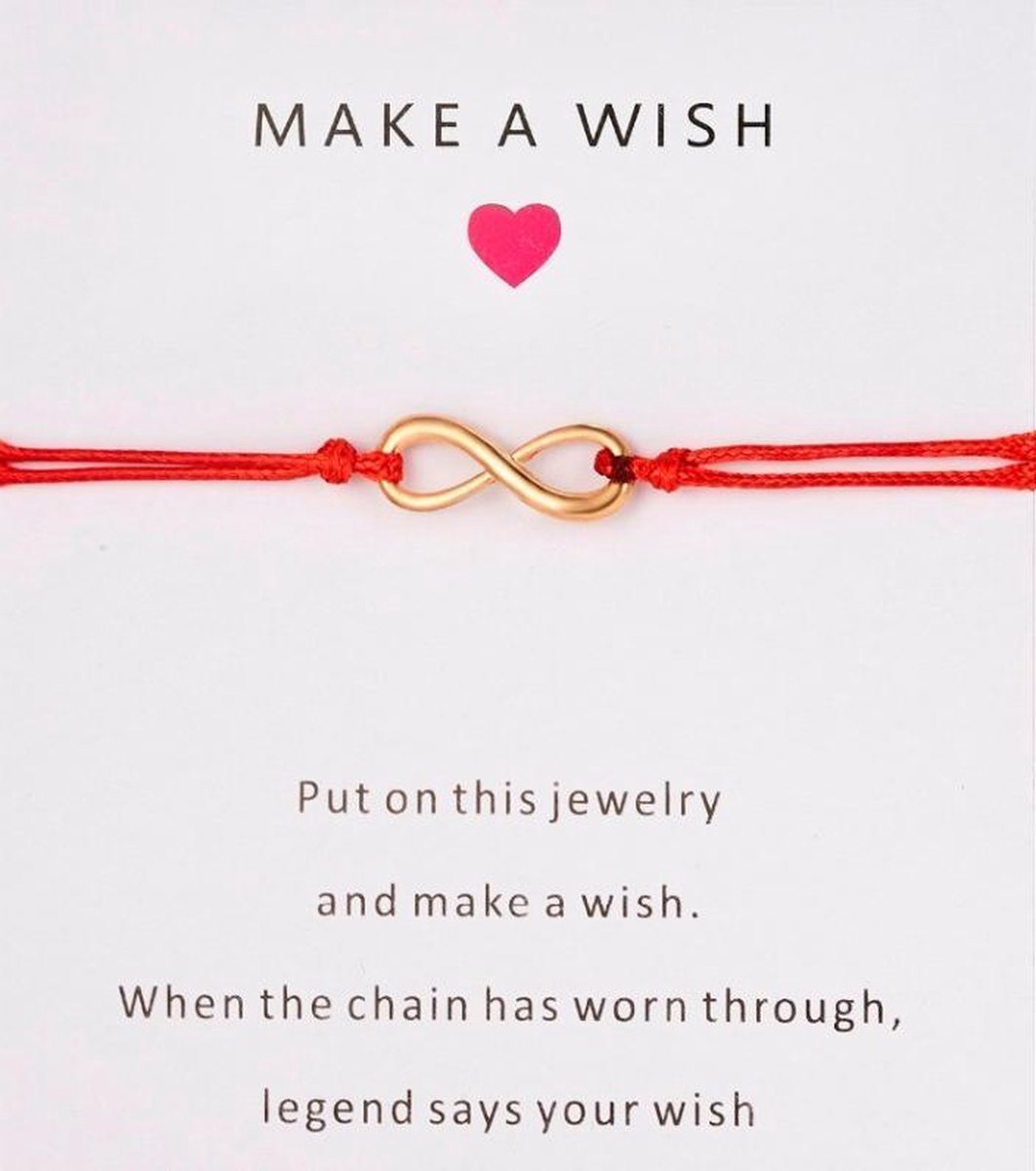 Rode armband - make a wish - hanger infinity