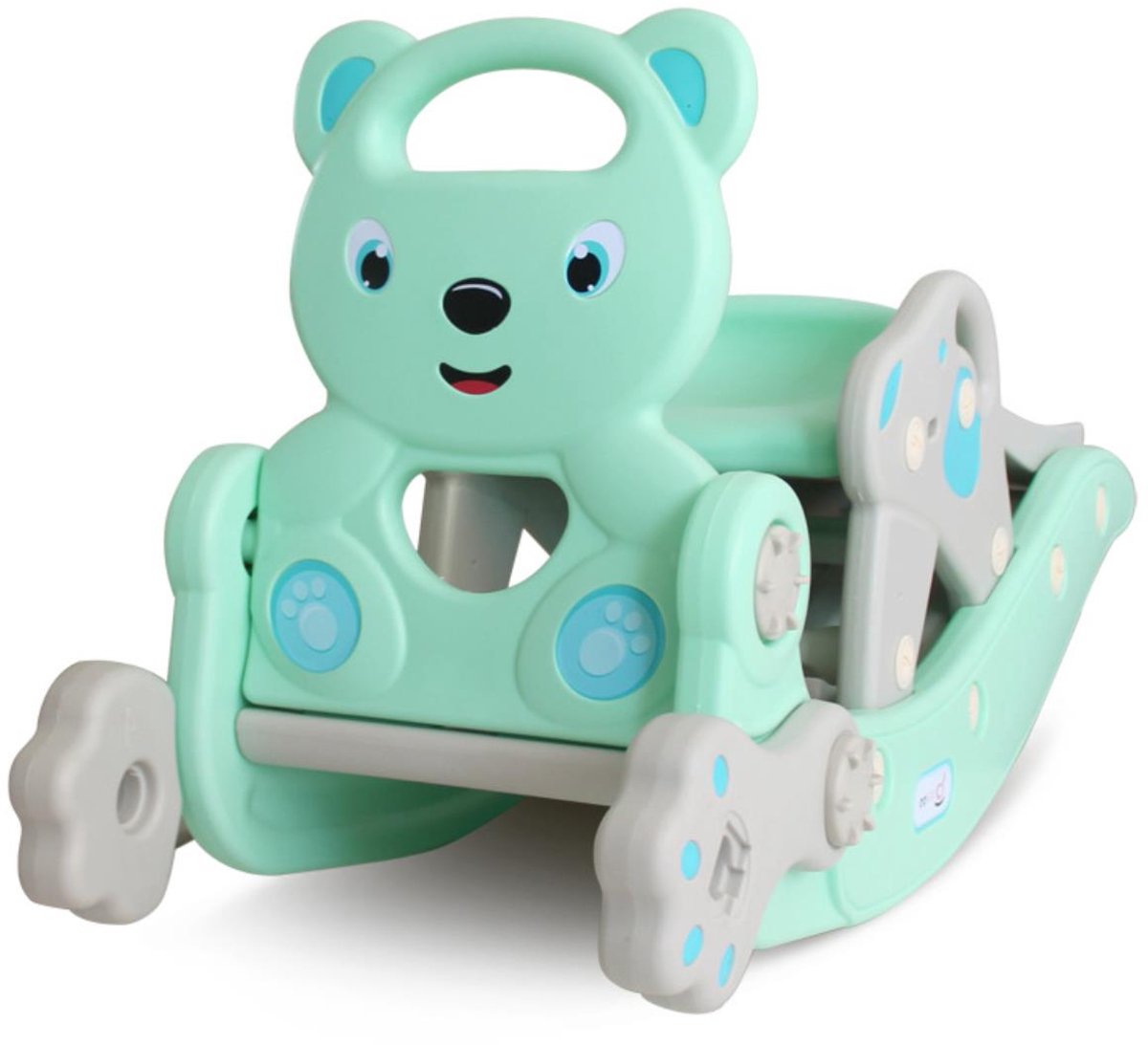 Hobbeldier Mintgroen Beer 2 in 1 - Hobbelpaard - Glijbaan