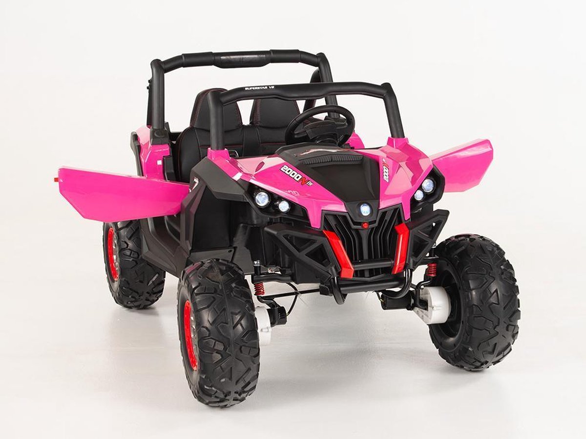 quad Kinder 2 persoon Beach Buggy XL roze/ met leren stoel/met muziek sd card usb