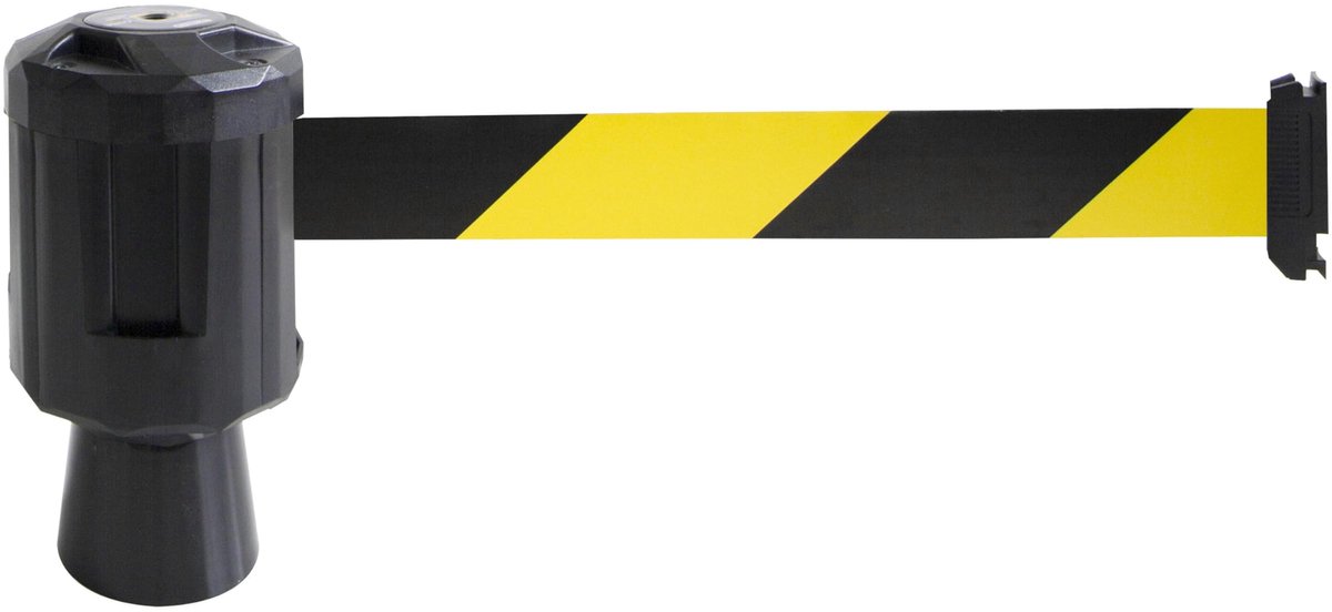 Opwikkelaar met universele kegadapter – 2m zwart/geel veiligheidsband