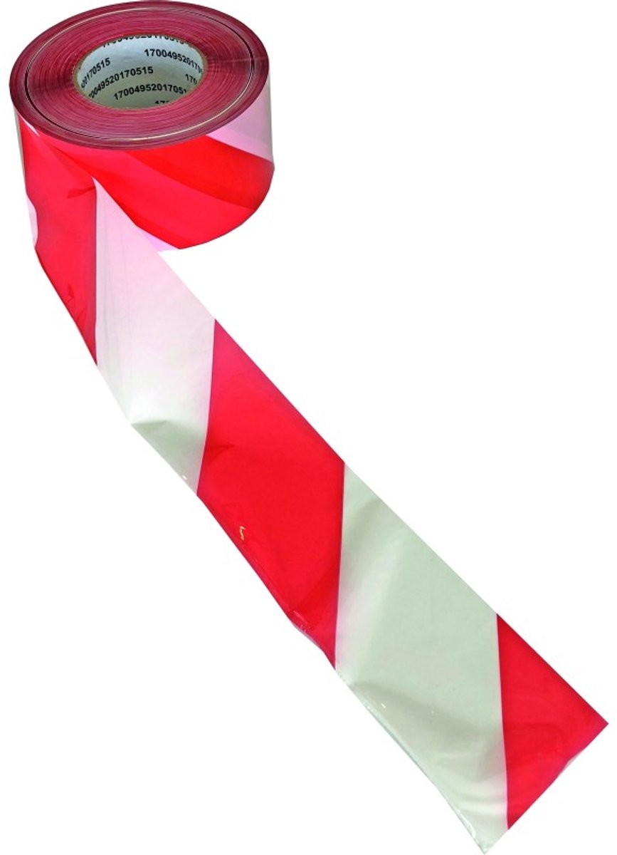 Signalisatietape 100m Rood/Wit – Hoge Zichtbaarheid voor Gevaarlijke Zones of Bouwplaatsen – Duurzaam en Weerbestendig