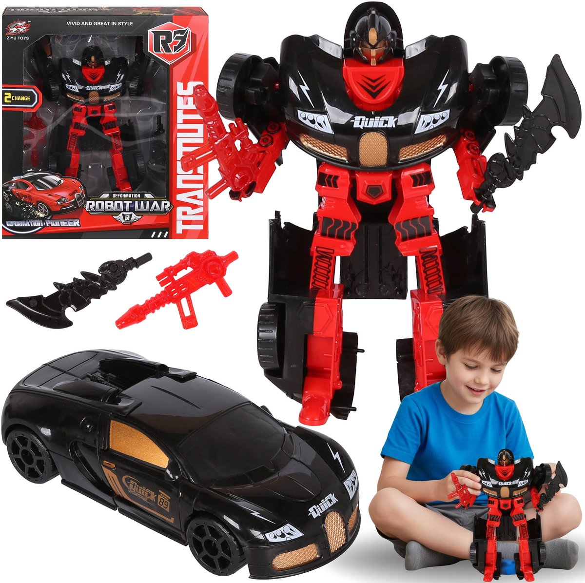 Robot Auto 2in1, rode transformerende auto, speelgoedauto, robot voor kinderen 3+ MEGA CREATIVE