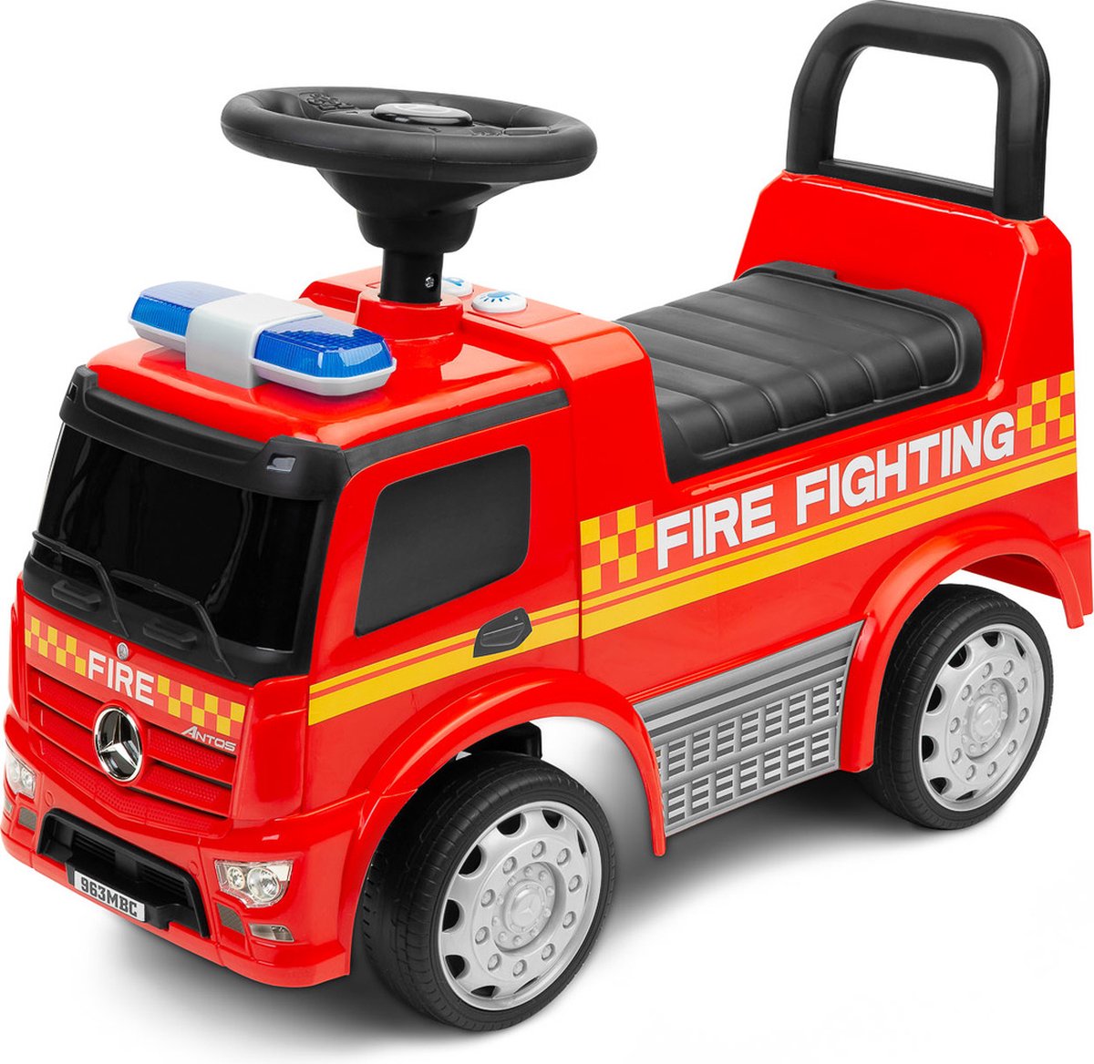 Mercedes Brandweer loopauto Fire truck looptrainer licht- en geluidssignalen Red