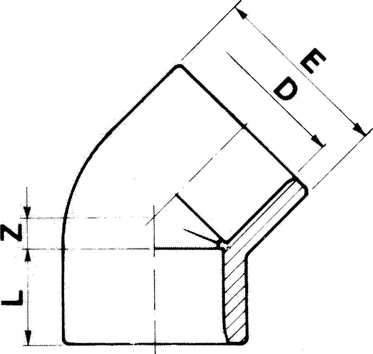 Aqualink PVC knie 45° 90mm PN16