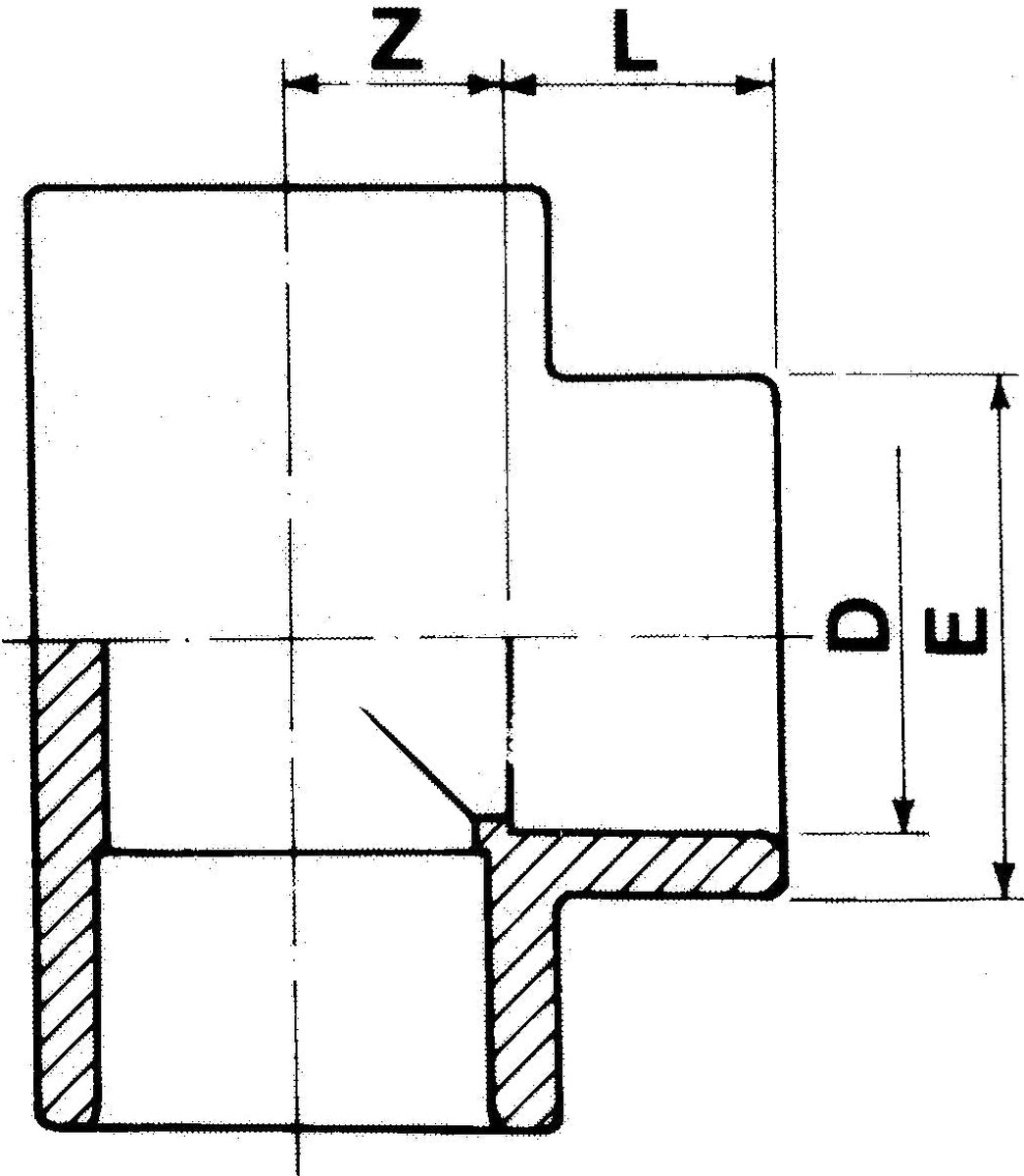 PVC T 90° 2xØ25 x ¾ bi.dr. verst. PN16*