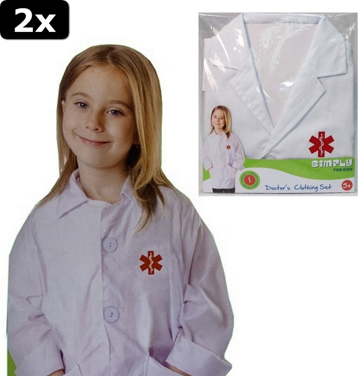 2x Simply for Kids Dokter Verkleedjasje