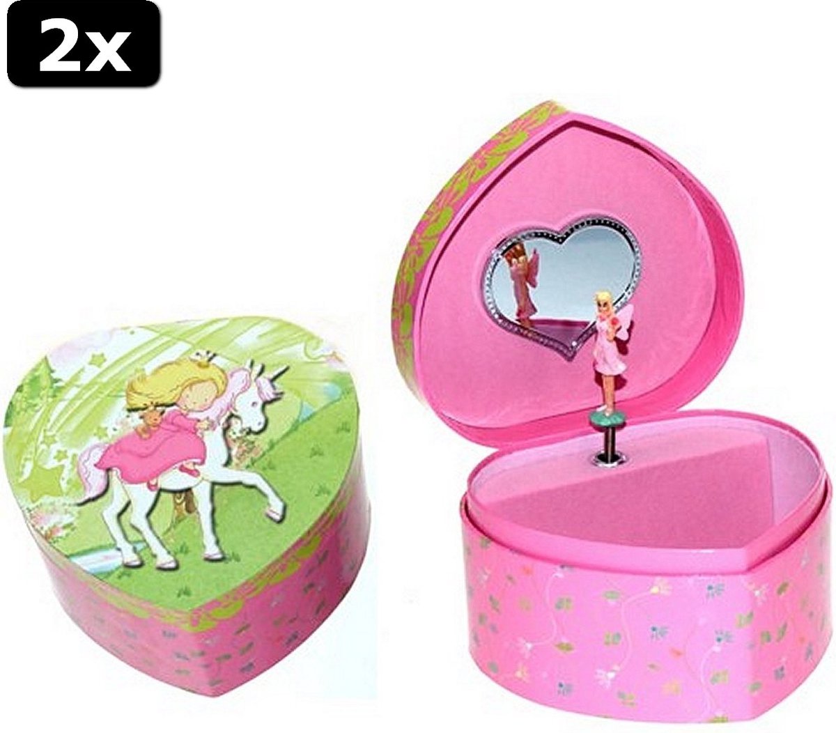 2x Simply for Kids Houten Juwelendoosje met Muziek Prinses op Paard