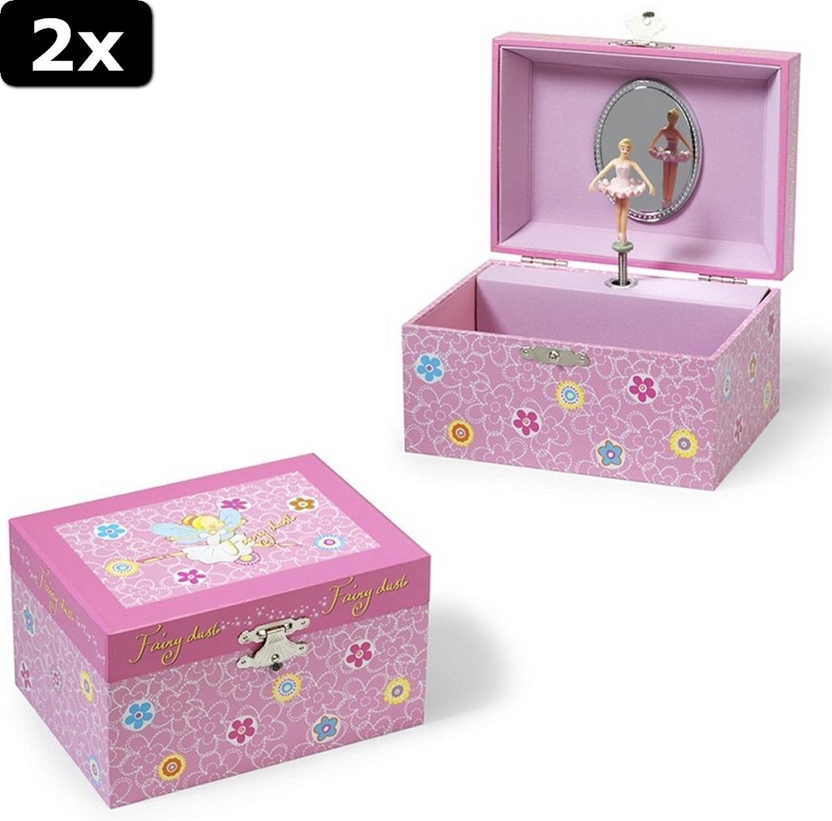 2x Simply for Kids Houten Juwelendoosje met Muziek en Ballerina