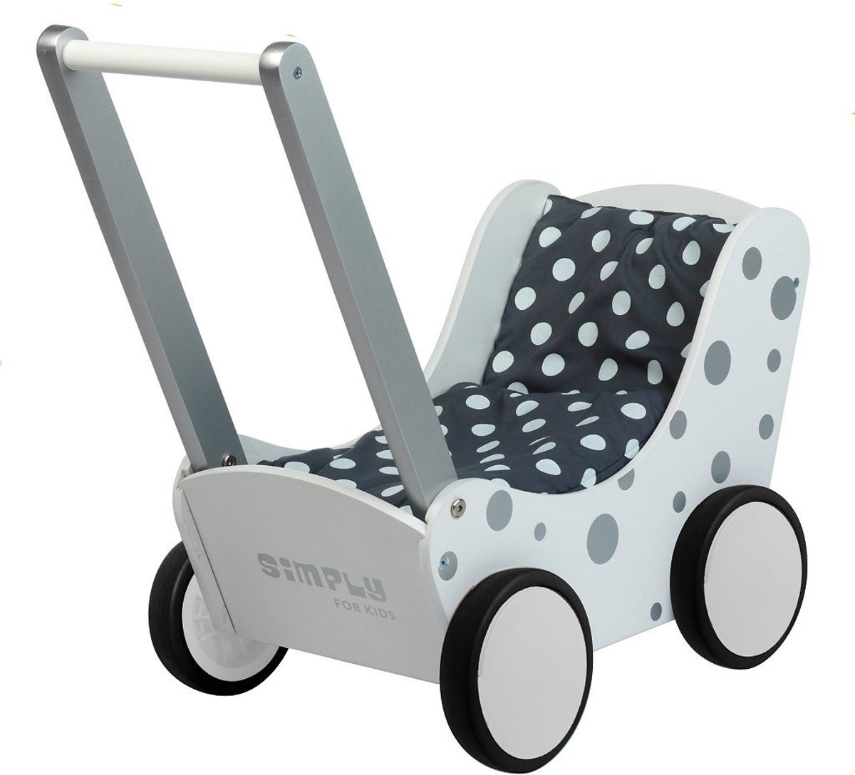 Poppenwagen zilver stip Simply for Kids 60x32x55 cm