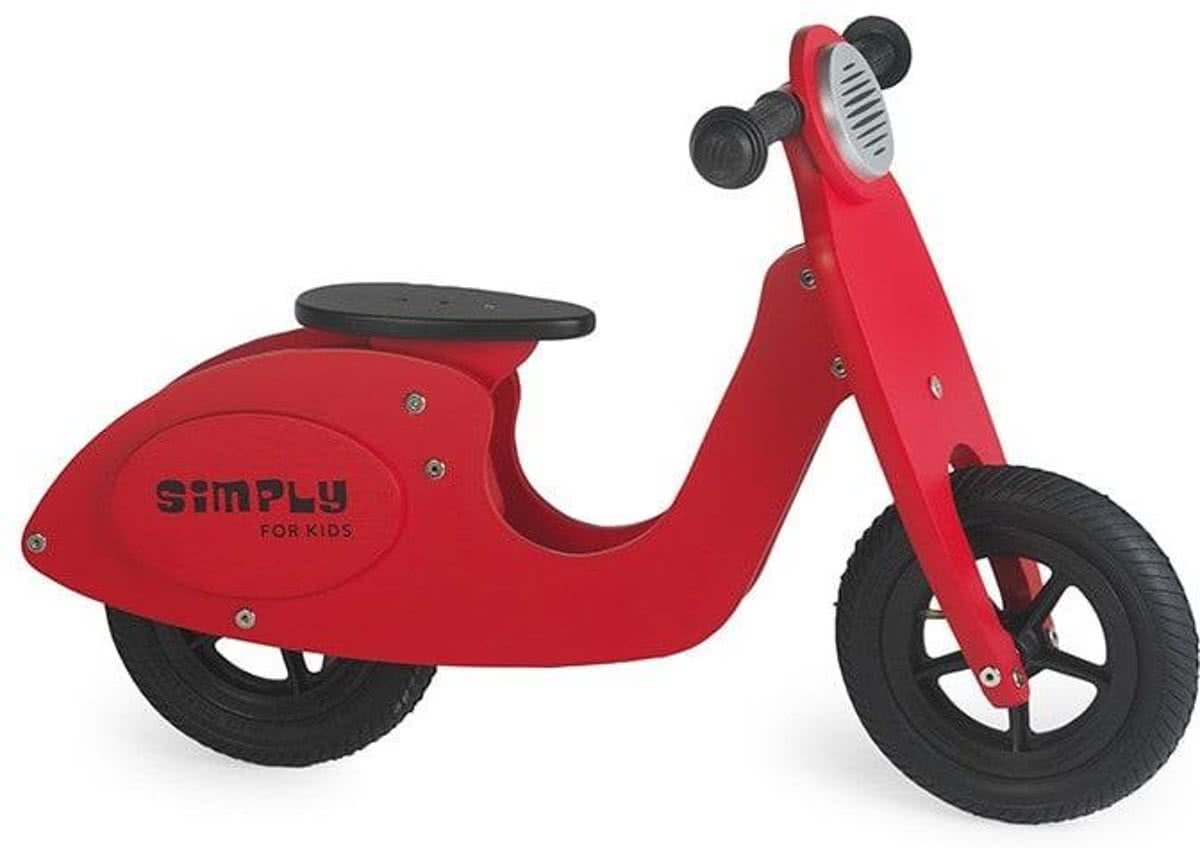 Simply Houten Loopfiets scooter - Rood