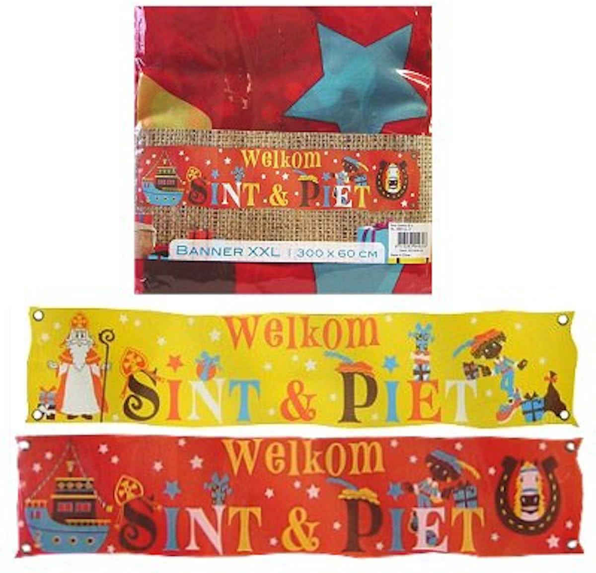 Sinterklaas banner spandoek Welkom Sint 300 cm Rood