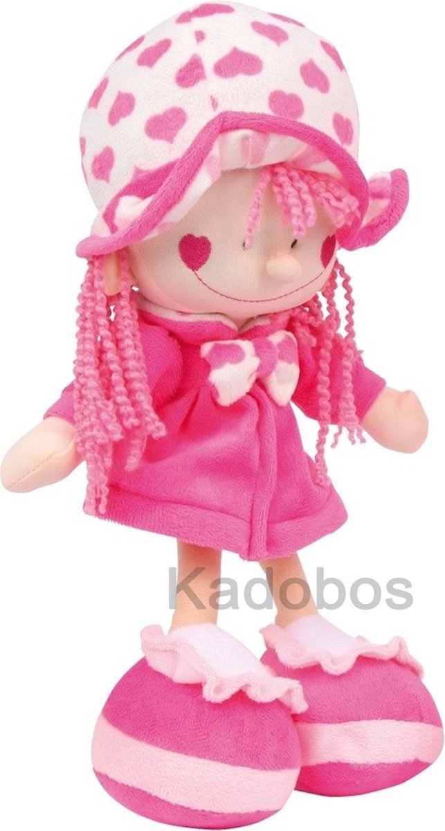 Zachte textiel pop Emily - roze wit - L34 cm - Small Foot