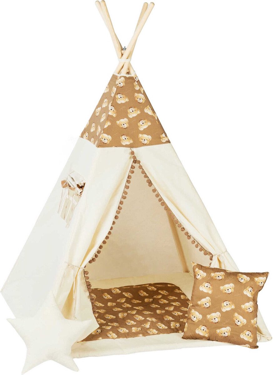 TIPI tent Teddy Bear met accessoires TIPI + 2 kussens en speelmat