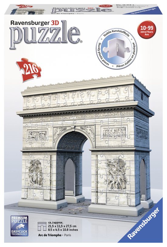   Arc de Triomphe Parijs- 3D puzzel gebouw - 216 stukjes