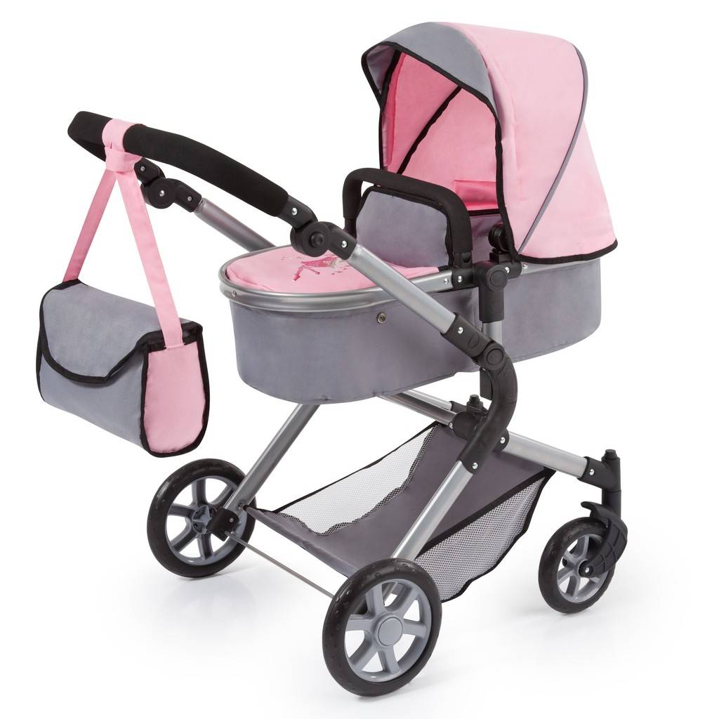 Poppenwagen Bayer Neo Star: grijs/roze