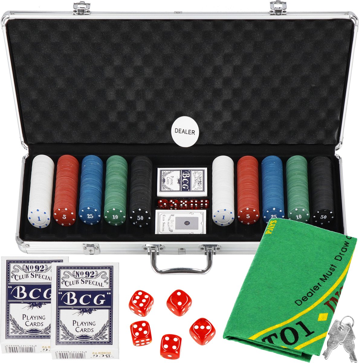 Springos   - 500 Chips - Inclusief Koffer - Poker