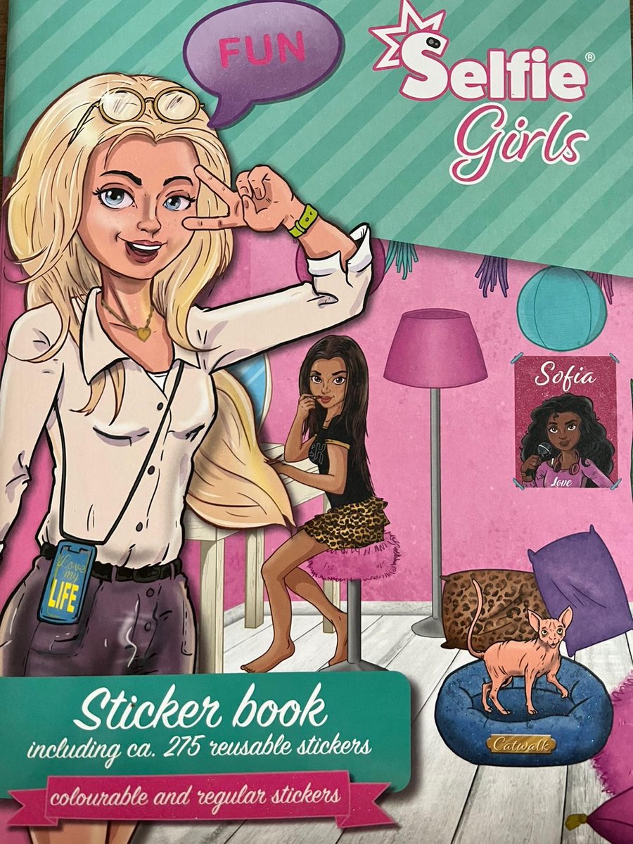 stickerboek selfie Girls vol met stickers including ca 275 stickers en unicorn sleutelhanger