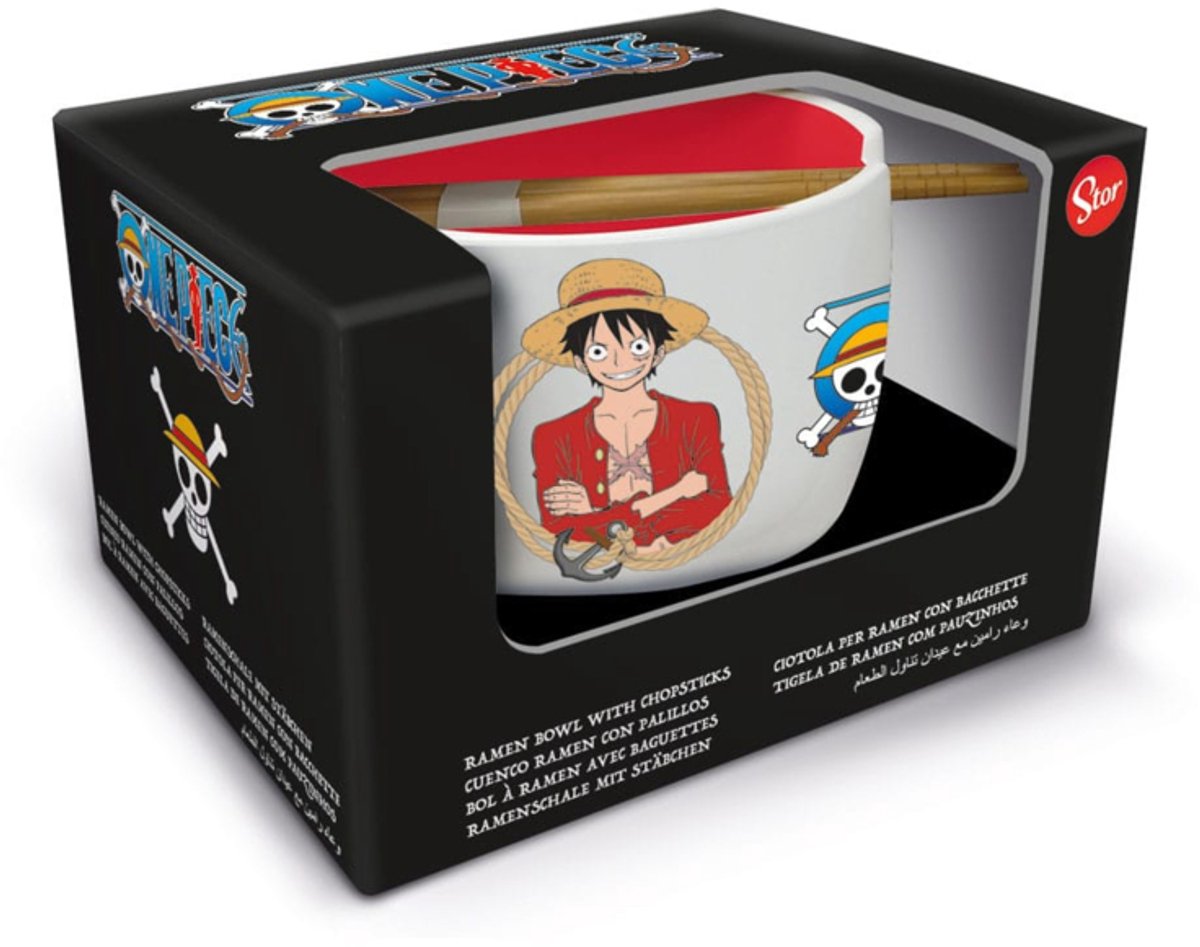 Stor One Piece Ramen With Chopsticks Classic Kom Veelkleurig