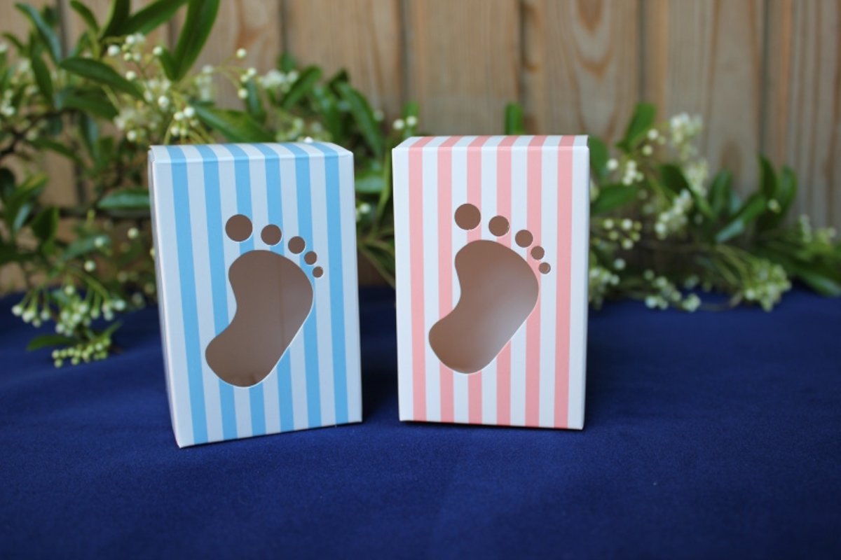 Babyshower Bedankdoosje Baby Voetje Roze - 10 stuks