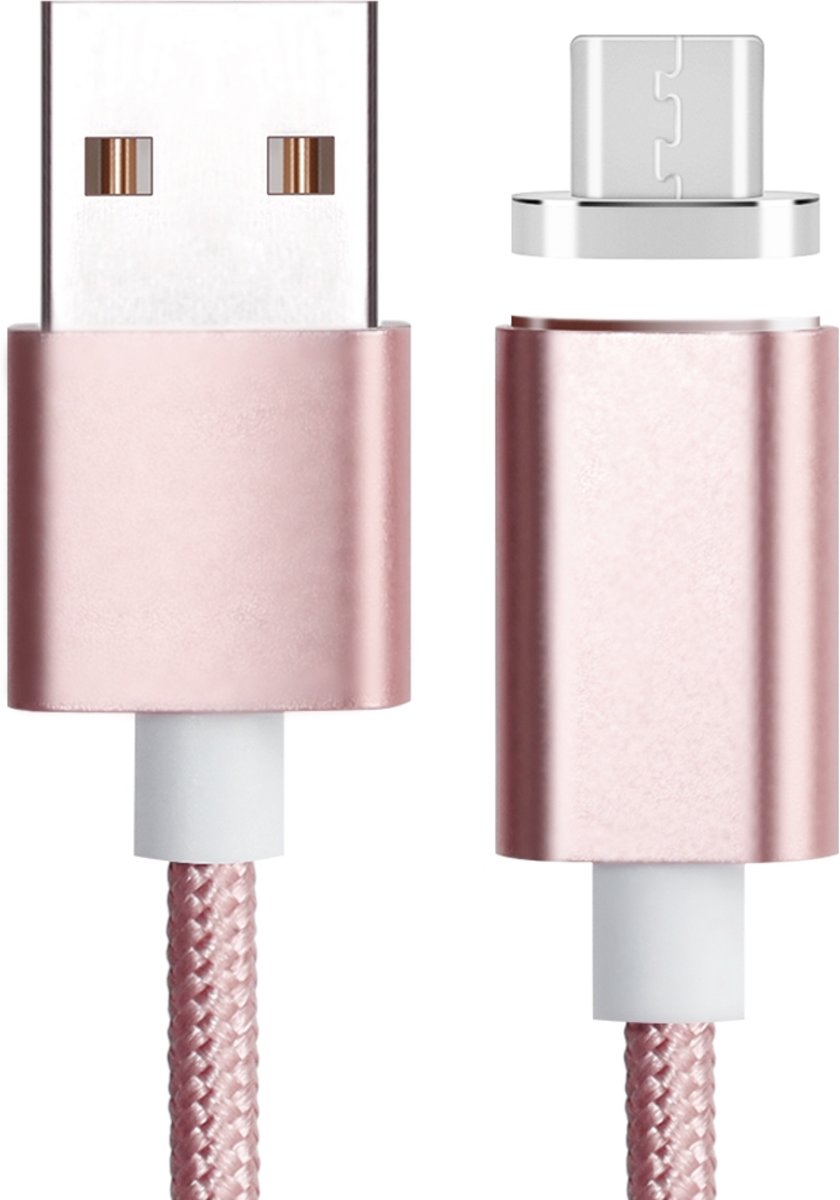 1,2 m Weave-stijl 5V 2A Micro USB naar USB 2.0 magnetische gegevens / laadkabel, voor Samsung, HTC, LG, Sony, Huawei, Lenovo en andere smartphones (roze)