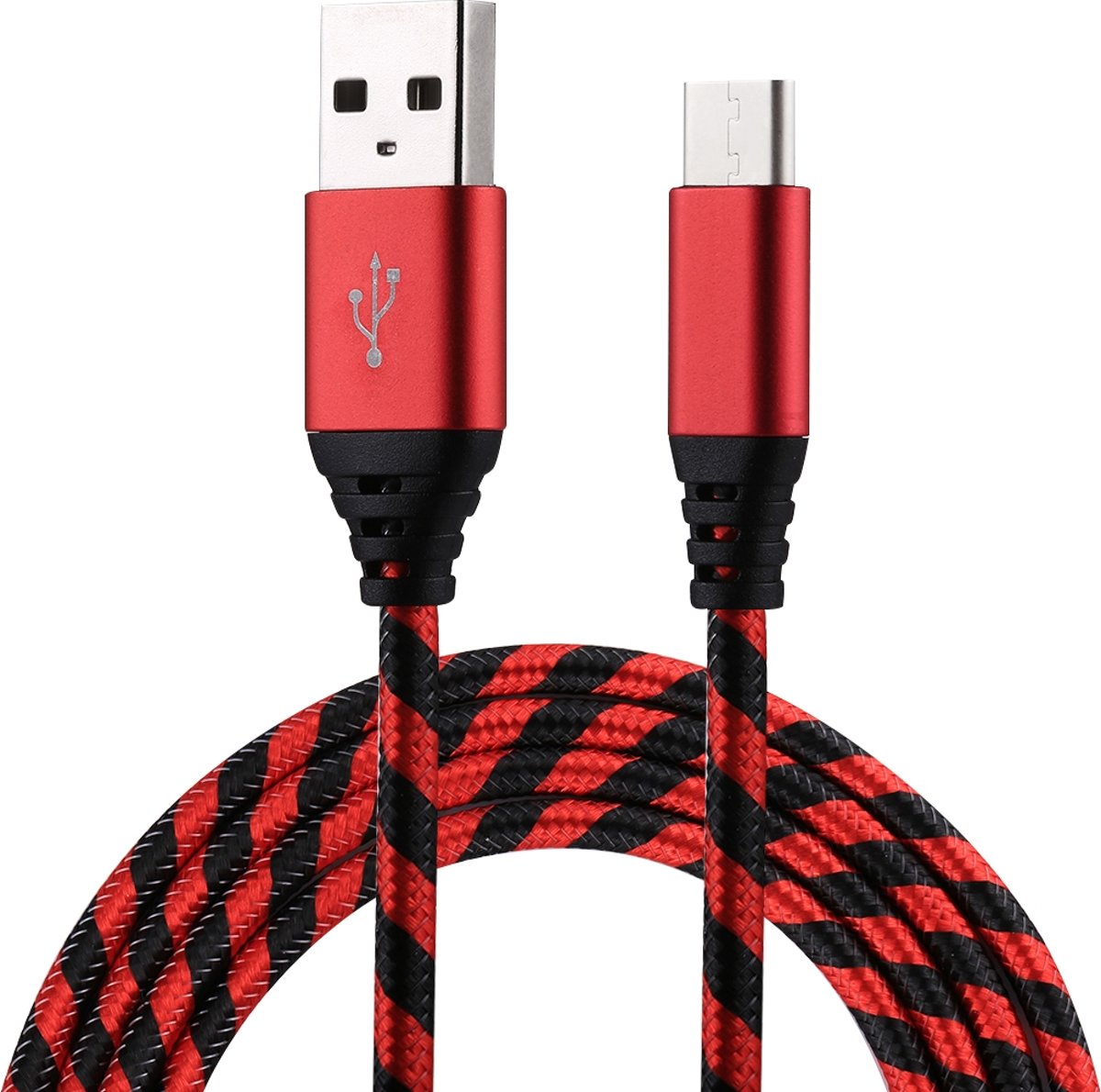 1 m USB naar USB-C / Type-C Nylon Weave Style Data Sync oplaadkabel, voor Galaxy S8 & S8 + / LG G6 / Huawei P10 & P10 Plus / Oneplus 5 en andere smartphones (rood)