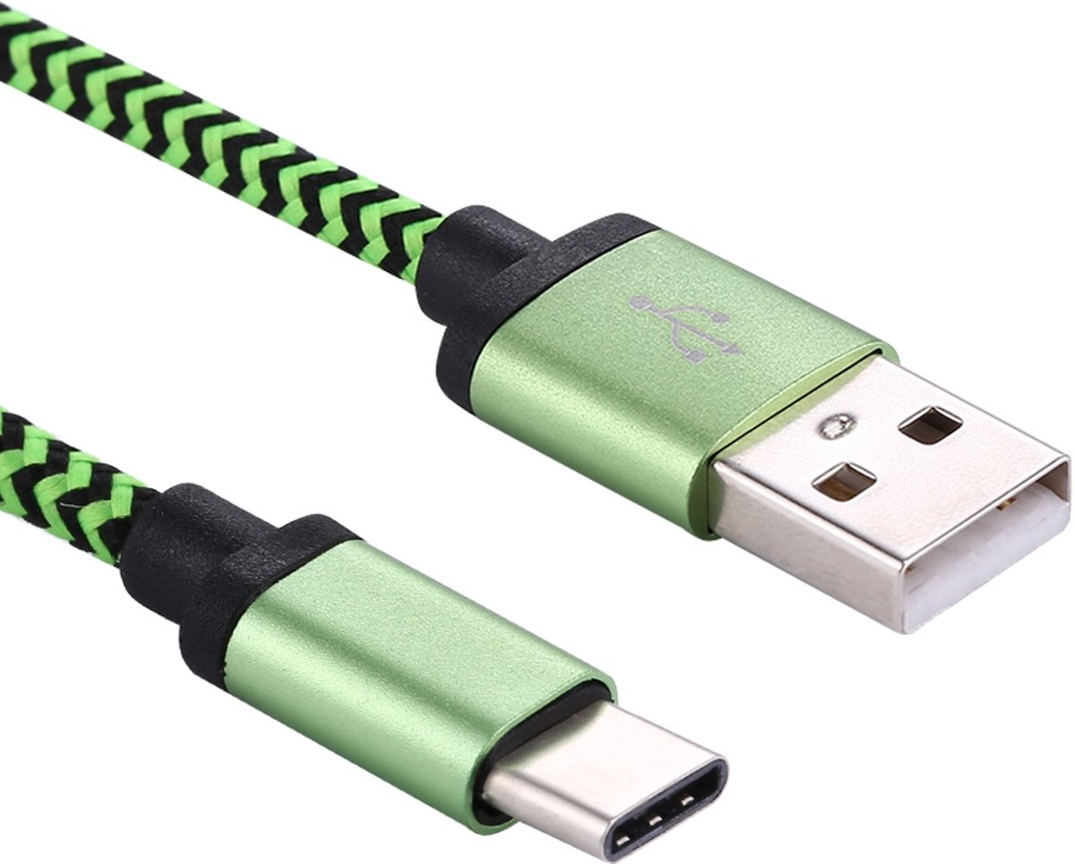 1 m geweven stijl USB-C / Type-C 3.1 naar USB 2.0 Data Sync laadkabel, voor Galaxy S8 & S8 + / LG G6 / Huawei P10 & P10 Plus / Xiaomi Mi6 & Max 2 en andere smartphones (groen)