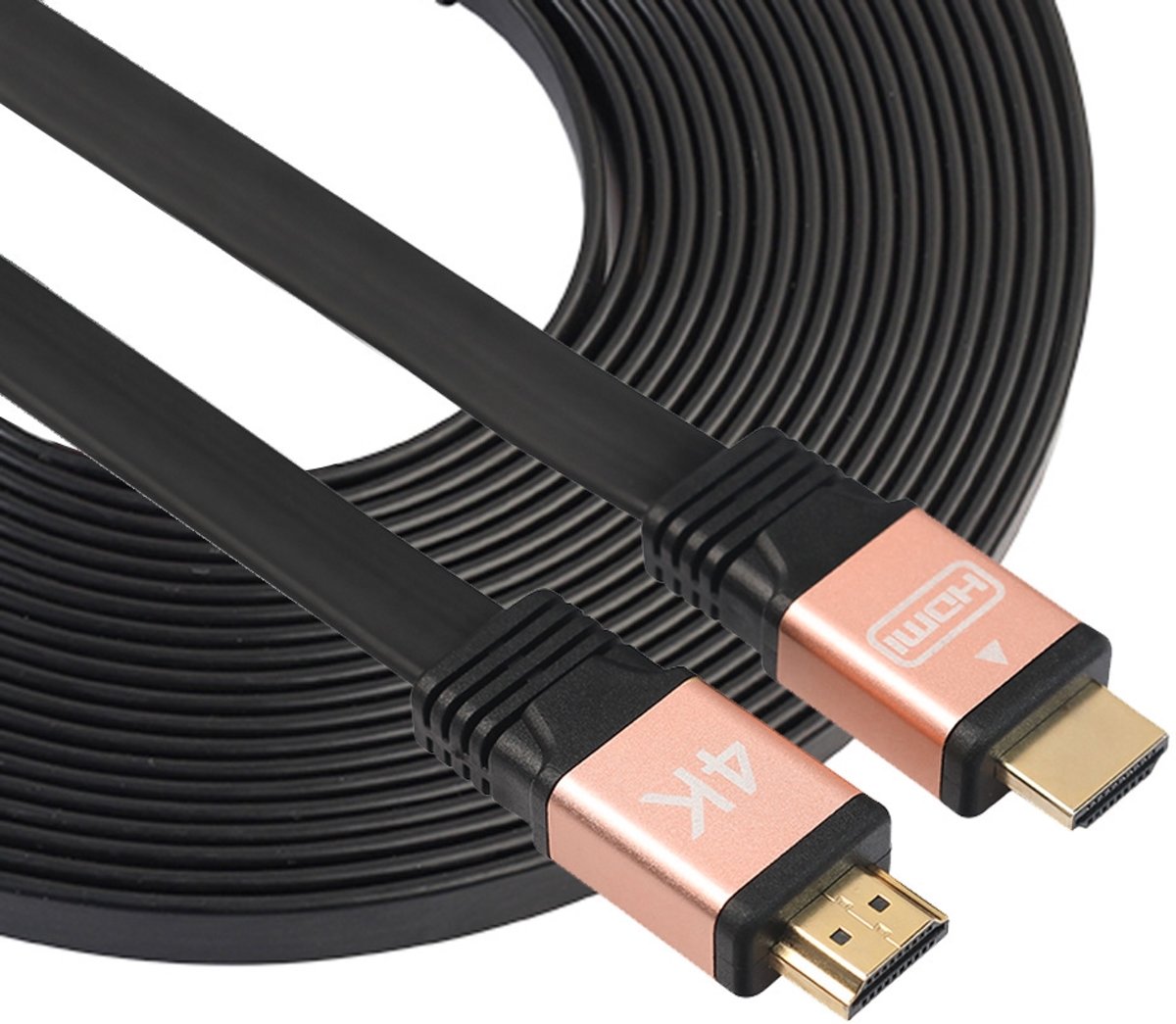 10m HDMI 2.0 (4K) 30AWG Hoge snelheid 18Gbps Vergulde aansluitingen HDMI Male naar HDMI Male Flat kabel (Rose Gold)