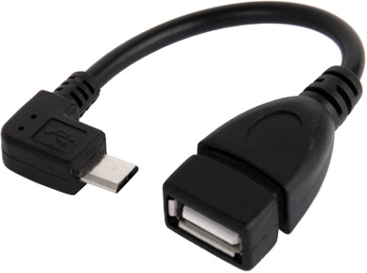 13 cm Micro USB USB naar USB 2.0 AF-adapterkabel met OTG-functie, voor Galaxy S IV / i9500 / S III / i9300 / Note II / N7100 / i9220 / i9100 / i9082 / Nokia / LG / BlackBerry / HTC One X / Amazon Kindle / Sony Xperia etc. (zwart)