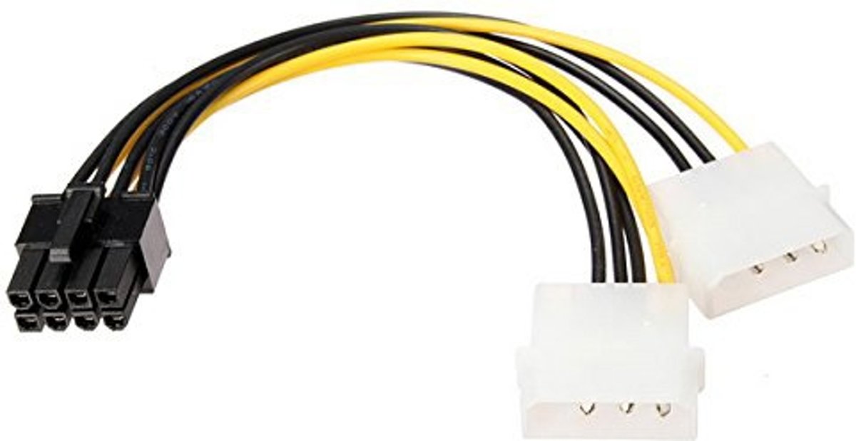 18 cm Y-vorm 8-pins PCI Express naar dubbele 4-pins Molex grafische kaart voedingskabel