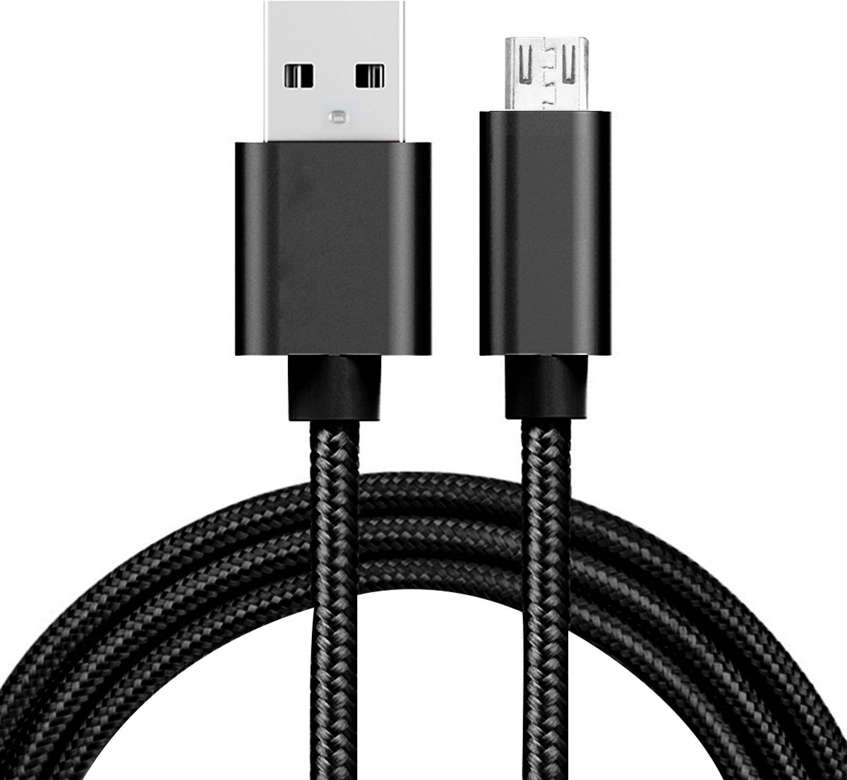 1m 3A geweven stijl metalen kop Micro USB naar USB Data / Charger Cable, voor Galaxy S6 / S6 edge / S6 edge + / Note 5 Edge, HTC, Sony, lengte: 1m (zwart)