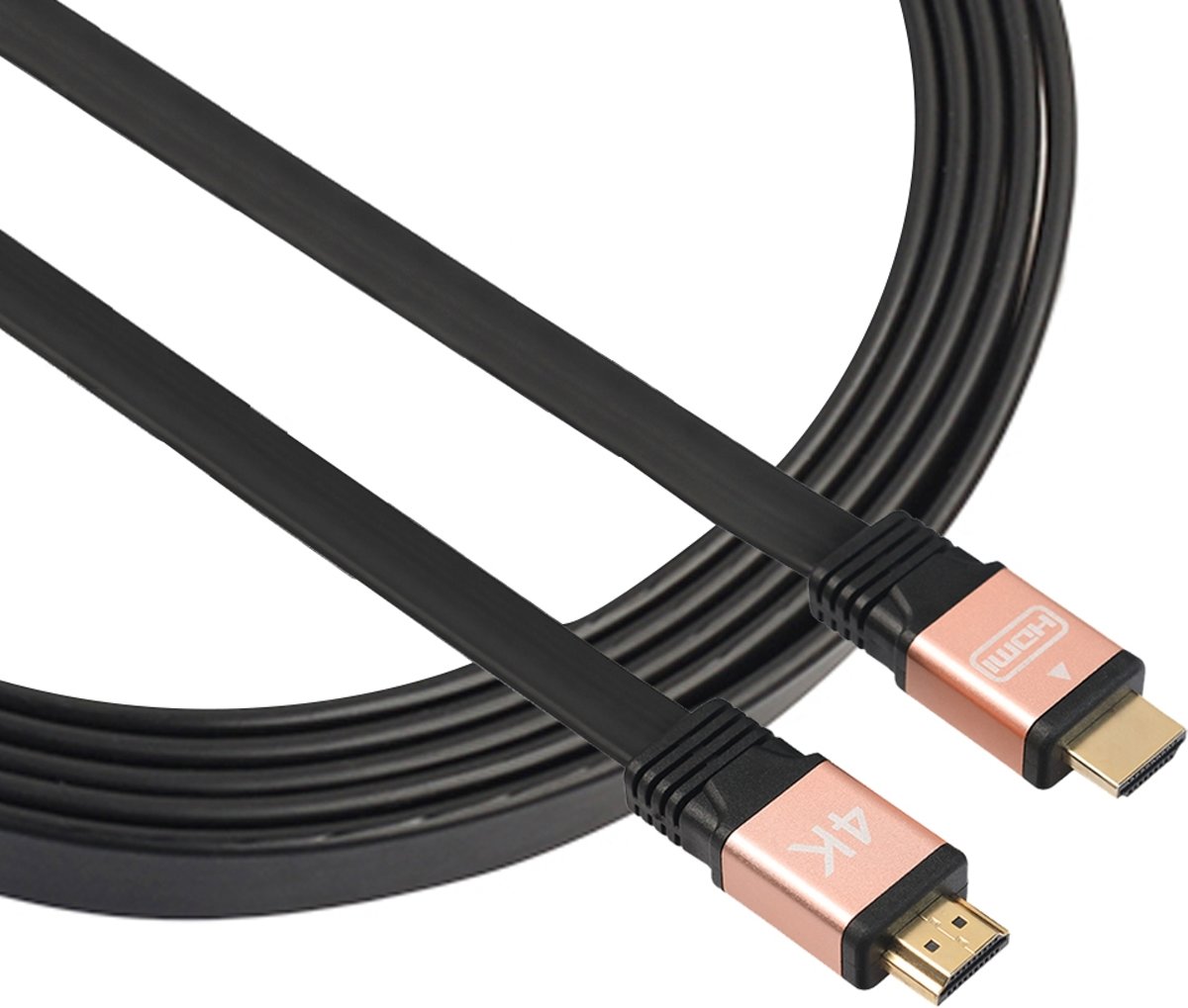 1m HDMI 2.0 (4K) 30AWG Hoge snelheid 18 Gbps Vergulde aansluitingen HDMI Male naar HDMI Male Flat kabel (Rose Gold)