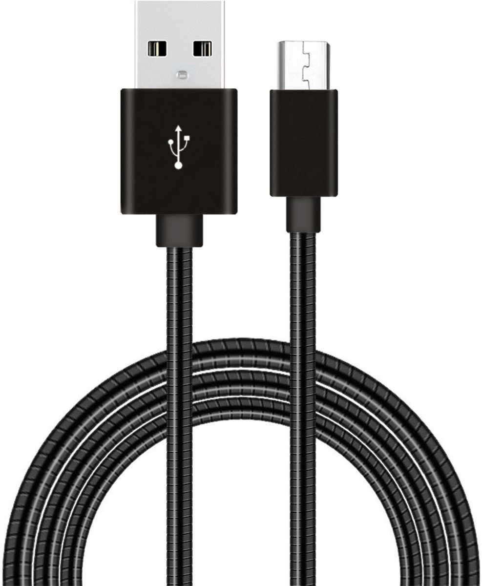 1m Micro USB naar USB 2.0 Flexibele Metal Data Sync oplaadkabel, voor Samsung, Huawei, Xiaomi, LG, HTC en andere smartphones (zwart)