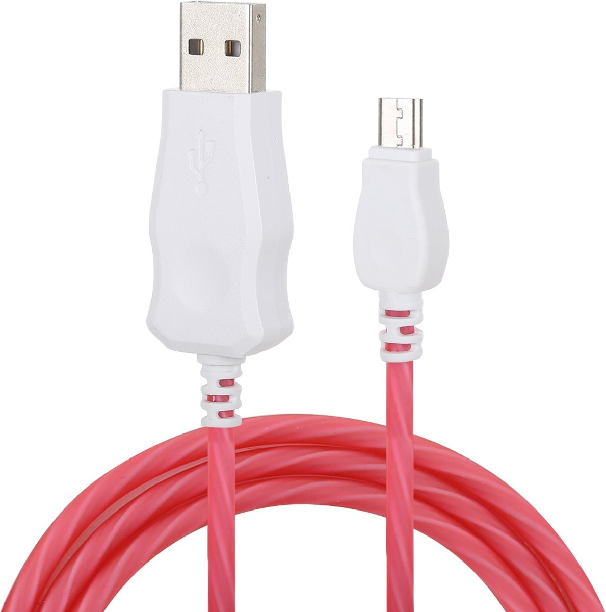 1m Micro-USB-poort zichtbaar licht USB-synchronisatiegegevens / oplaadkabel, voor Galaxy, Huawei, Xiaomi, HTC, LG en andere smartphones, lengte: 1 meter (rood)