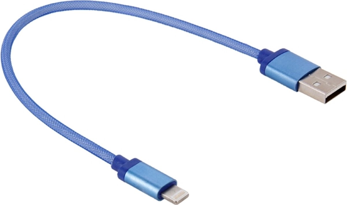 1m Netto Stijl Metalen Kop 8 Pin naar USB Data / Oplaadkabel, voor iPhone XR / iPhone XS MAX / iPhone X & XS / iPhone 8 & 8 Plus / iPhone 7 & 7 Plus / iPhone 6 & 6s & 6 Plus & 6s Plus / iPad (Blauw)