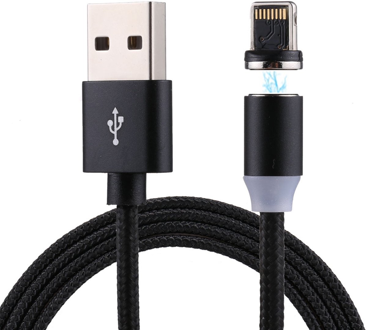 1m Weave Line USB naar 8 pins magnetische laadkabel, voor iPhone XR / iPhone XS MAX / iPhone X & XS / iPhone 8 & 8 Plus / iPhone 7 & 7 Plus / iPhone 6 & 6s & 6 Plus & 6s Plus / iPad (zwart )