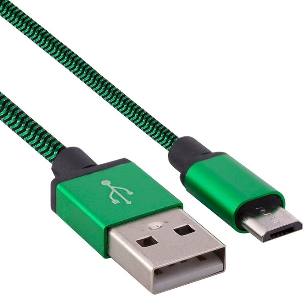 1m geweven stijl Micro USB naar USB 2.0 Data / Oplaadkabel, voor Samsung, HTC, Sony, Lenovo, Huawei en andere smartphones (groen)