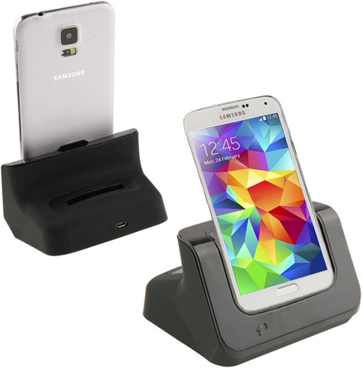 2 in 1 (Dock Charger + extra batterijlader) USB-oplaadstation voor Galaxy S5 / G900, zwart