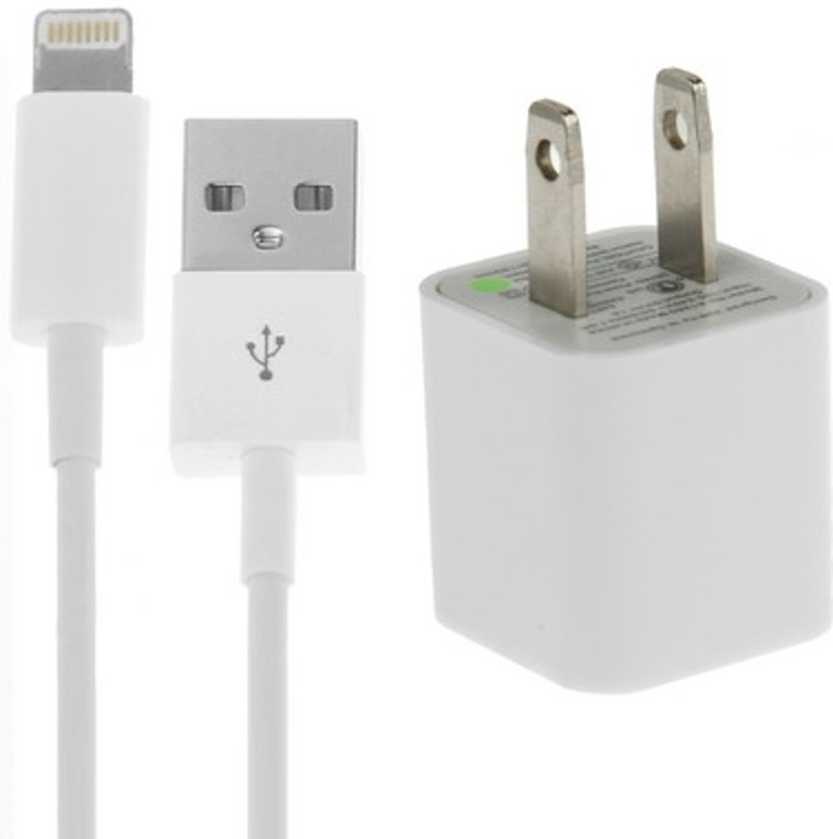 2 in 1 (thuislader, 8-pins kabel) Reisset, voor iPhone XR / iPhone XS MAX / iPhone X & XS / iPhone 8 & 8 Plus / iPhone 7 & 7 Plus / iPhone 6 & 6s & 6 Plus & 6s Plus / iPad (wit)