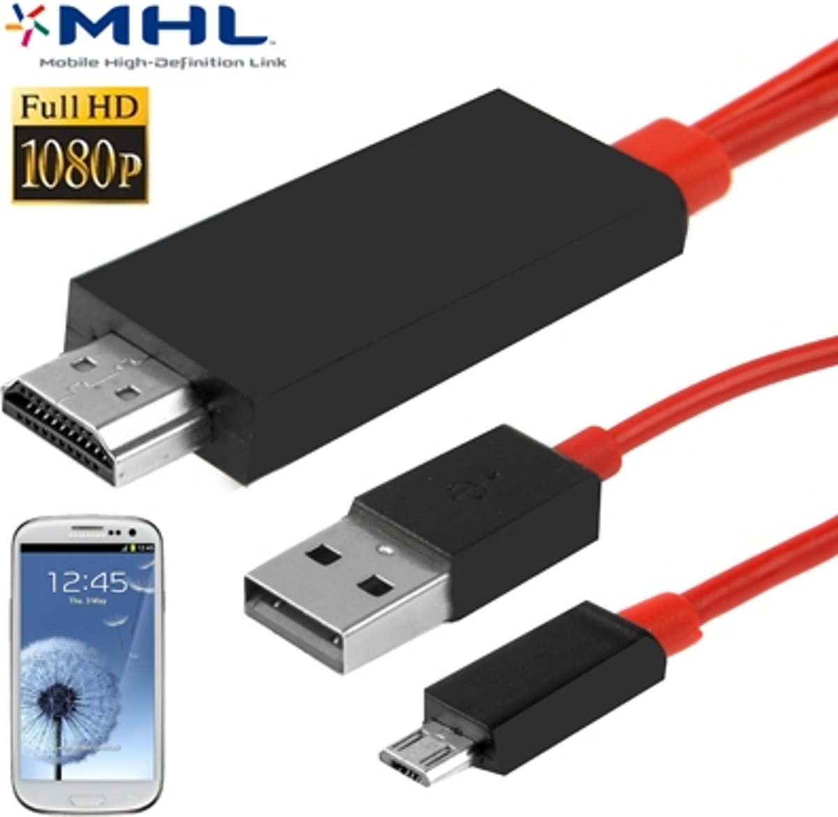 2 m Full HD 1080 P Micro USB MHL + USB Connector naar HDMI Adapter HDTV Adapter Converter Kabel, voor Galaxy SIII / i9300