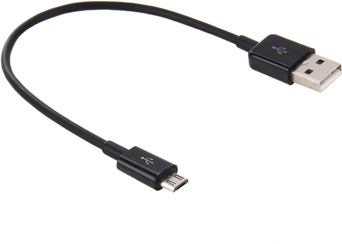 20 cm Micro USB naar USB 2.0 Data / Oplaadkabel, voor Samsung, HTC, Sony, Lenovo, Huawei en andere smartphones (zwart)