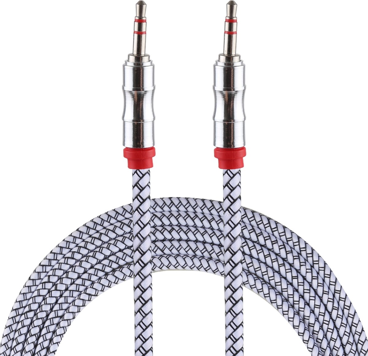 2m 3.5mm Jack Male naar Male Nylon Weave AUX-kabel (zilver)