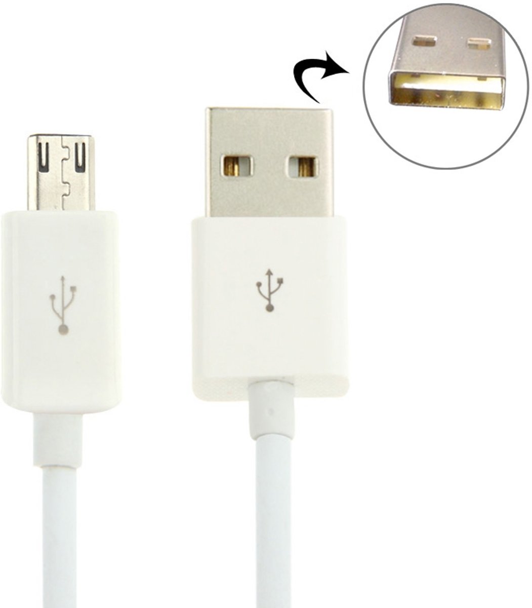 2m Micro USB Dubbelzijdige synchronisatiegegevens / oplaadkabel, voor Samsung, HTC, Sony, Lenovo, Huawei en andere smartphones