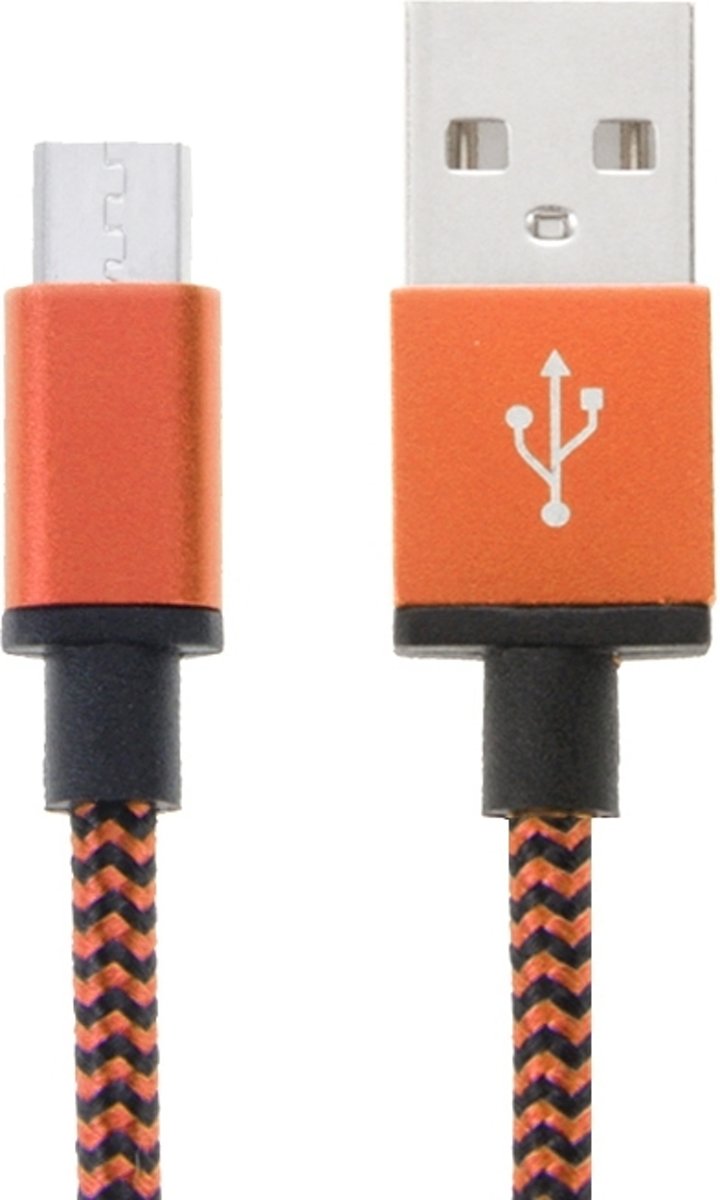 2m geweven stijl Micro USB naar USB 2.0 Data / Oplaadkabel, voor Galaxy S6 / S5 / S IV / Note 5 / Note 5 Edge, HTC, Sony (oranje)