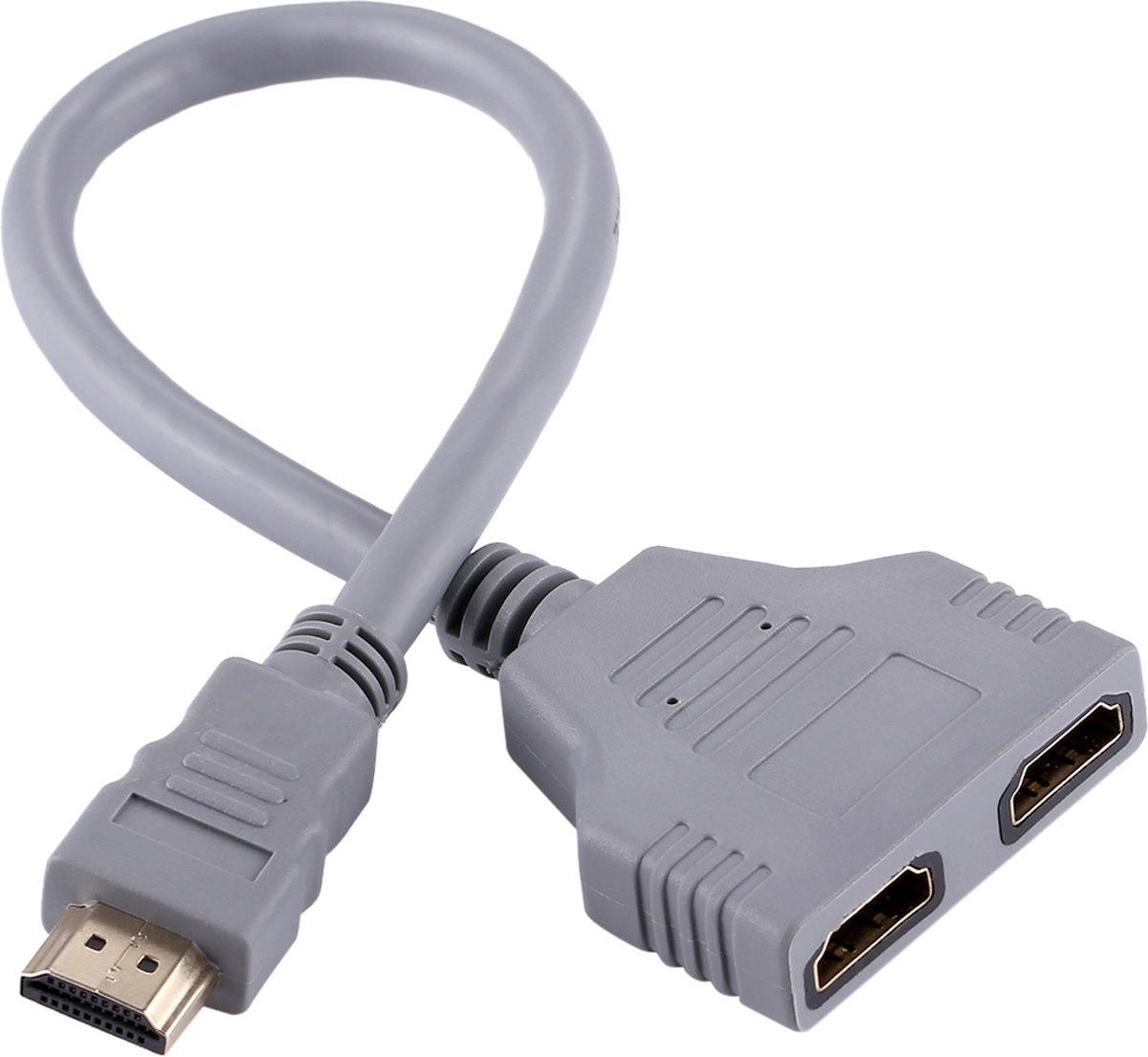 30 cm HDMI Male naar Dual HDMI Female 1.4 versie connector adapterkabel (grijs)