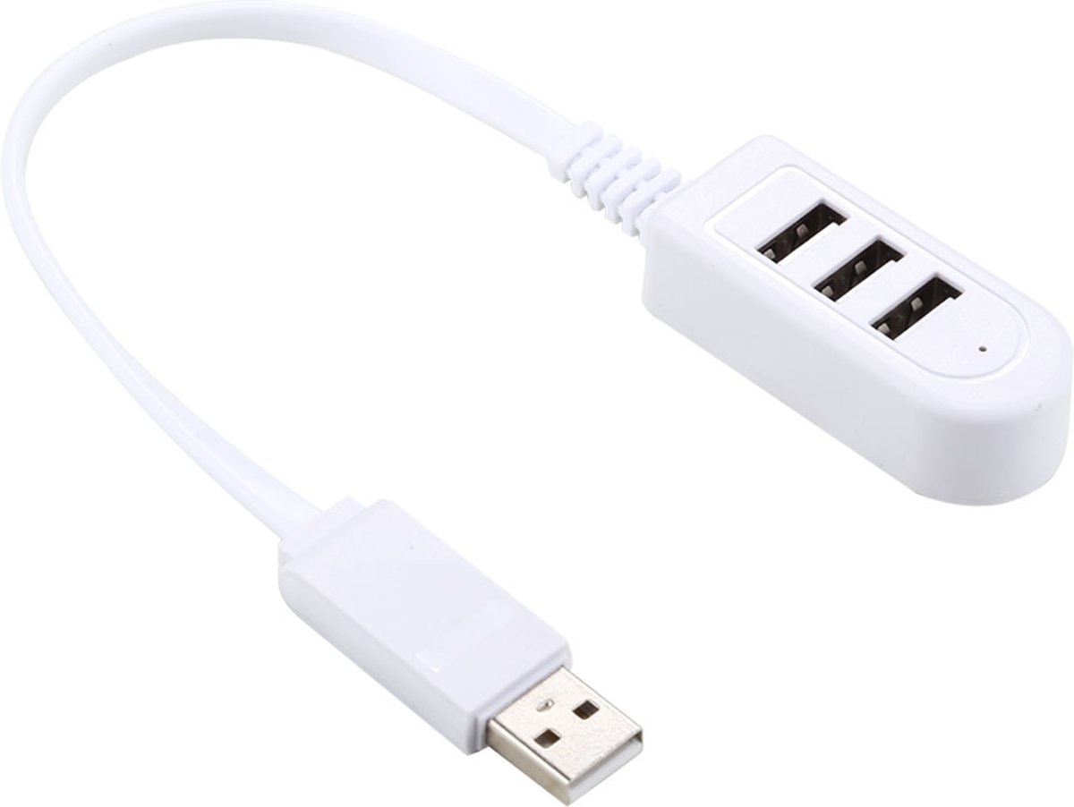 3A 3-USB-poorten Verlengkabel Snellader, totale lengte: ongeveer 30 cm, voor Galaxy, Sony, Lenovo, HTC, Huawei en andere smartphones