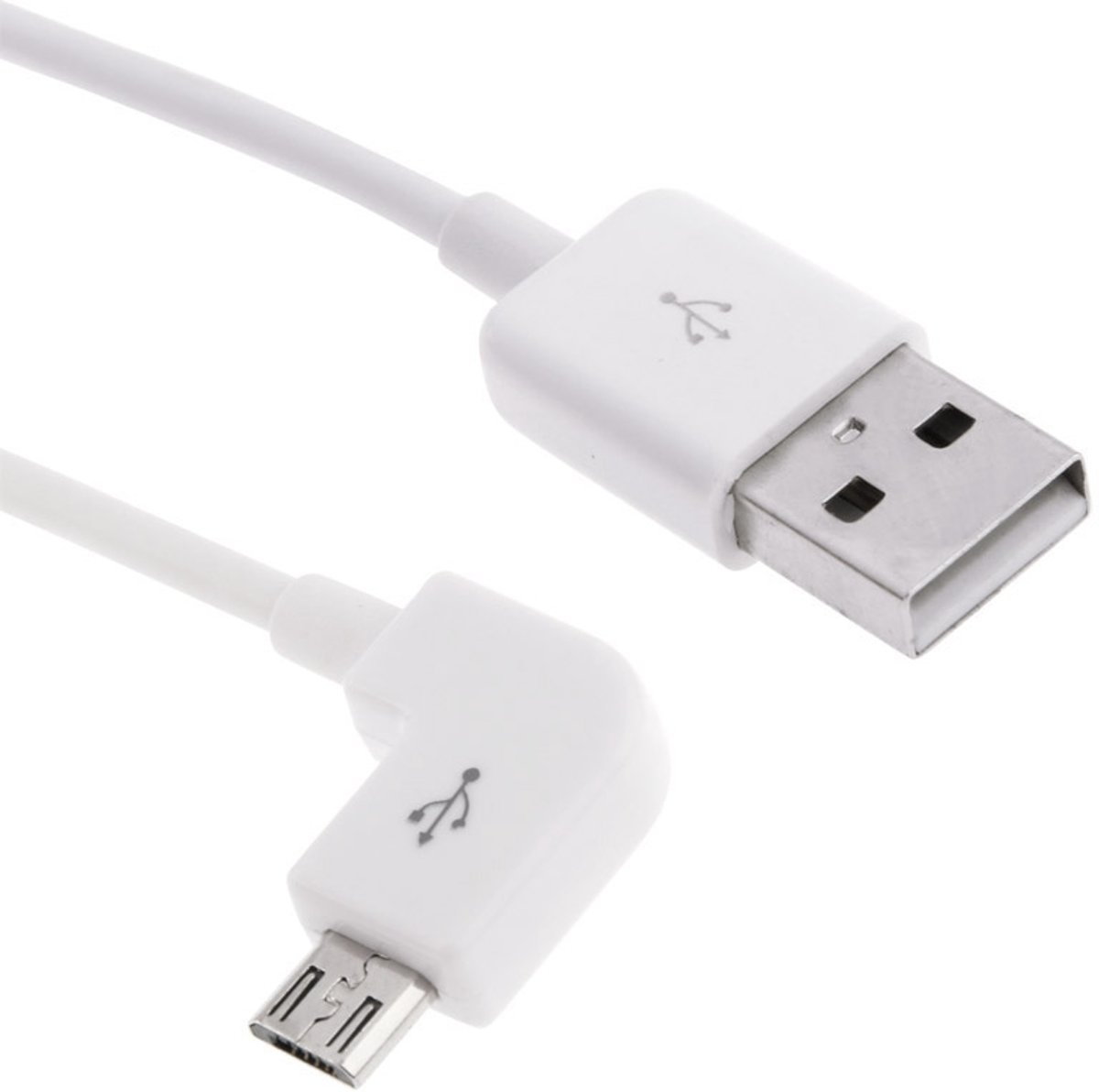 3m 90 graden Micro USB-poort USB-gegevenskabel, voor Samsung / Huawei / Xiaomi / Meizu / LG / HTC en andere smartphones (wit)