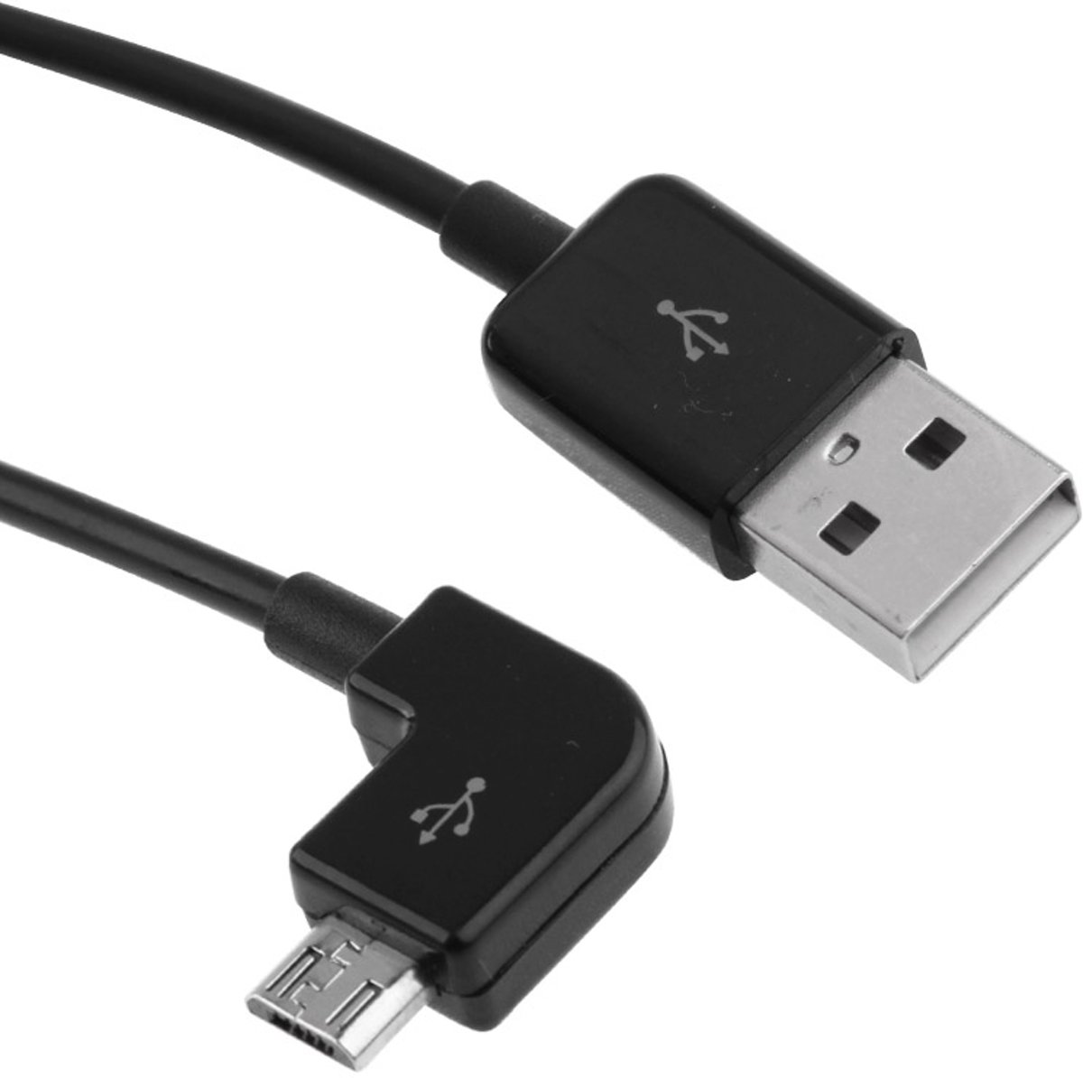 5 m 90 graden Micro USB-poort USB-gegevenskabel, voor Samsung / Huawei / Xiaomi / Meizu / LG / HTC en andere smartphones (zwart)