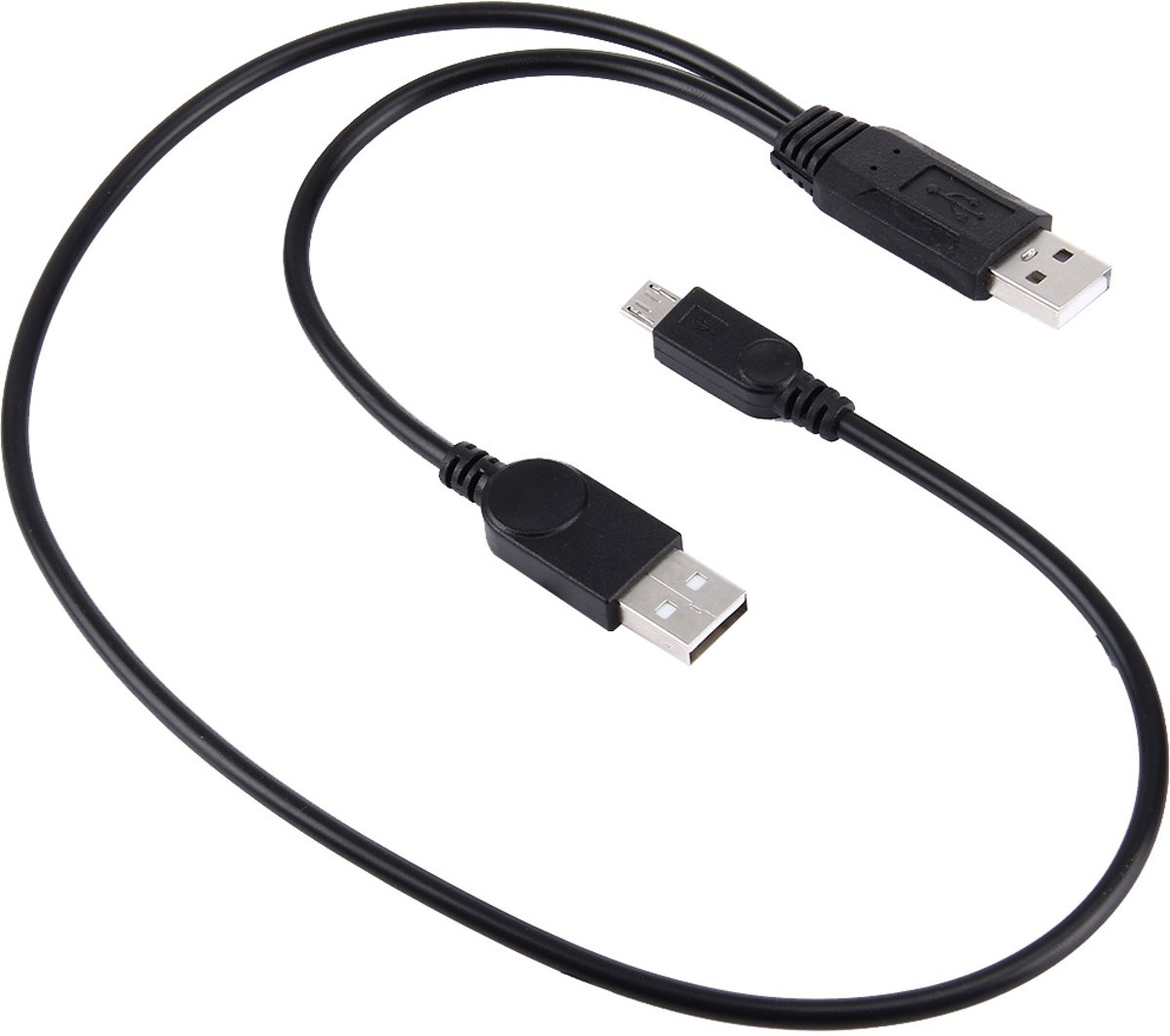 50 cm 2-in-1 USB 2.0 naar Micro USB + USB-gegevens / oplaadkabel, voor Galaxy, Huawei, Xiaomi, LG, HTC en andere slimme telefoons