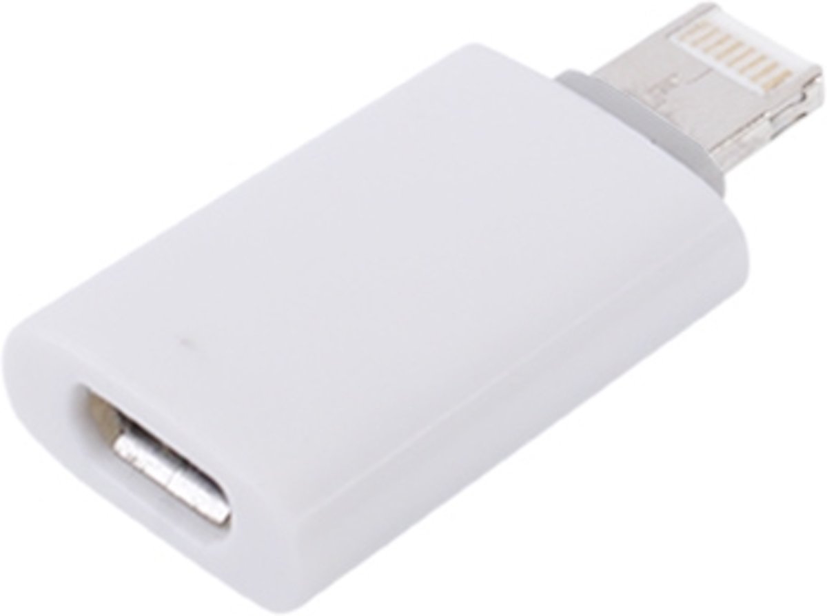 8-pens male naar micro usb vrouwelijke adapter, voor iPhone 6 en 6 Plus, iPhone 5 / iPad mini / mini 2 retina / iPod touch 5 (wit)